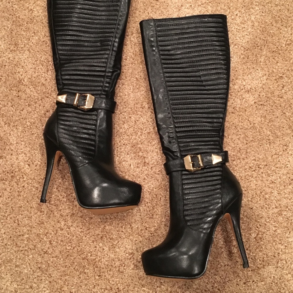 Nature Breeze 5" Platform Heel Black Leather Boot